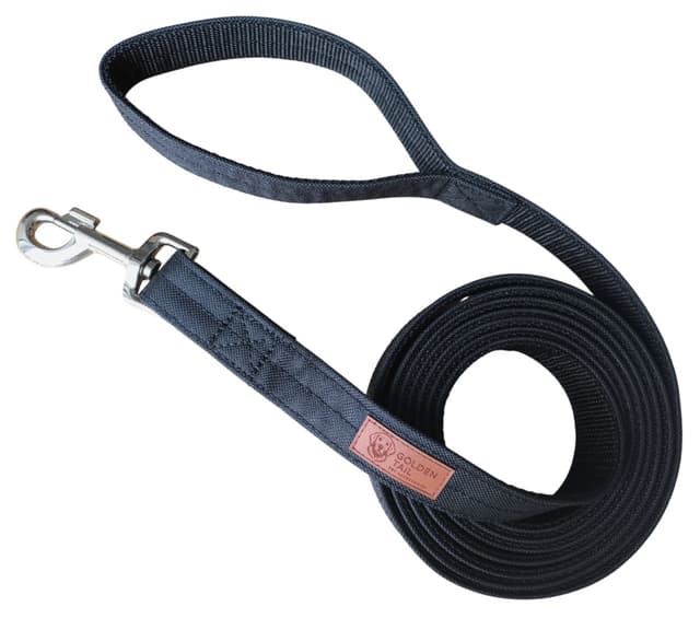 Smycz dla psa GoldenTail duży karabińczyk czarna mocna