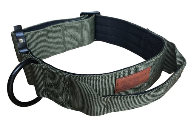 Obroża khaki z mocnym zapięciem