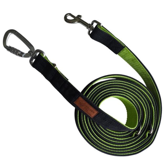 Smycz dla psa GoldenTail przepinana regulowana zielona czarna mocna